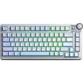 Resim Aula Au75 3 Modlu Mekanik Gaming Kablosuz Klavye Rgb Tkl Hot Swap Star Vector Switch Makrolu Oyuncu Klavyesi Buz Mavisi 