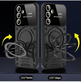 Resim Samsung Galaxy Uyumlu A56 Kılıf Magsafe Halkalı Gold Detaylı Tank Kapak 