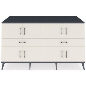 Resim Kronos Konsol 4 Raflı 2 Çekmeceli 8 Kapaklı 176x59x99 Antrasit-ay Antrasit-aytaşı 