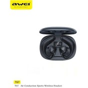 Resim Siyah Awei T67 400mah Hava İletimli Bluetooth Kulaklık Mic Kablosuz Kulaklıklar Hifi Stereo Spor Kulak Kancası Kulaklık Ipx4 Kulakiçi 
