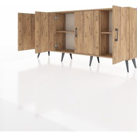 Resim Arges Konsol 3 Raflı 4 Kapaklı 176x30x83 Çam-çam/çam Çam/çam 