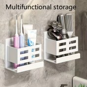 Resim Büyük Kapasiteli Duvara Monte Banyo Depolama Rafı - Kolay Kurulum, Dayanıklı Plastik Organizatör Tuvalet Malzemeleri, Kozmetikler ve Temizlik Malzemeleri için, Modern Banyolar için Alan Tasarrufu Tasarımı, Banyo Organizatörleri ve Depolama, Tuvalet Malzemeleri Tutucu, Minimalist Raf, Kolay Kurulum Rafı 