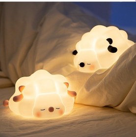 Resim Dancemonkey Sevimli Koyun Başucu Işığı, Dokunmatik Kontrol, Karartma Lamba, Çocuk Gece Lambası, Siyah Çok Renkli 