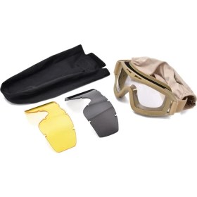 Resim Revision Taktikal Gözlük 3 Lensli Koruyucu Maske / Tactical Gözlük / Airsoft ve Motosiklet Gözlüğü 
