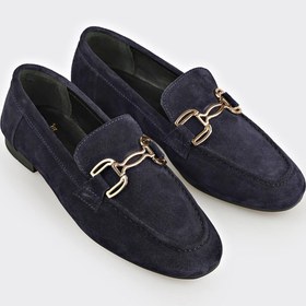 Resim Elle Shoes Lacivert Deri Kadın Loafer 