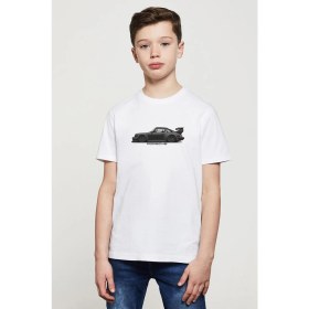Resim Porsche 911 Baskılı Unisex Çocuk Beyaz T-Shirt 