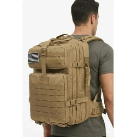 Resim Single Sword Kullanışlı 50 Litre Ayarlanabilir Motosiklet 50L Taktik Su Geçirmez Outdoor Kamp Dağcı Sırt Çantası - Renk: Bej - Beden: Standart 
