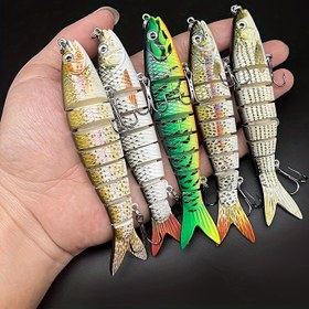 Resim 1 adet Gerçekçi Çok Segmentli Balık Yemi, 22g, 12.5cm - Üçlü Kanca ile Gerçekçi Minnow Tasarımı, Tatlısu & Tuzlu Su için, Levrek, Somon, Ton Balığı & Daha Fazlası Hedefler, Çok Yönlü Balık Yemi|Gerçekçi Balık Yemi|Dayanıklı Balıkçılık Yemi, Balıkçılık Ekipmanı 