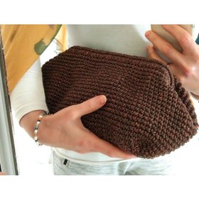Resim Kemzey Handmade Parlak Tutmalı El Çantaları , El Yapımı Işıltılı Clutch, Örgü El Çantası Kahverengi 