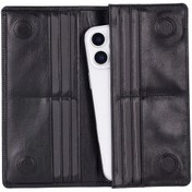 Resim BYDNZ SHOP Aura Hakiki Deri, El Yapımı, Telefon Bölmeli, Kadın Cüzdanı, Kömür Siyahı 