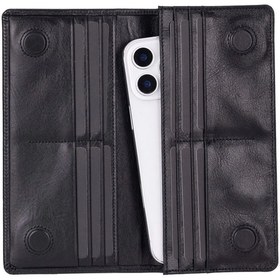 Resim BYDNZ SHOP Aura Hakiki Deri, El Yapımı, Telefon Bölmeli, Kadın Cüzdanı, Kömür Siyahı 