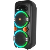 Resim Mikado MD-79KP 30W Işıklı Siyah 1 UHF UV Mikrofonlu USB/BT/TF/TWS/AUX 2 Mik Girişli Type-C Şarjlı Toplantı-Parti Hoparlörü 