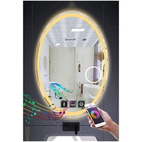 Resim GLOBAL LED MIRROR 65x85 Cm Bluetoothlu Makyaj Aynalı Buğu Yapmayan Ledli Elips Banyo Aynası 