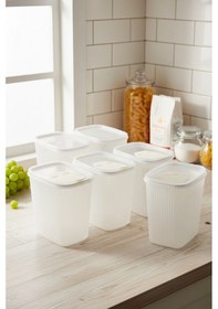 Resim 6 Parça 2.5 Lt Erzak Saklama Kabı, Bakliyat Kabı Şeffaf 