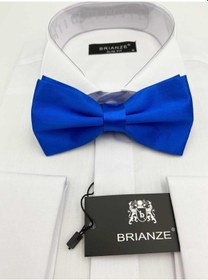 Resim Brianze Parlament Mavisi Düz Renk Saten Papyon Parlement 