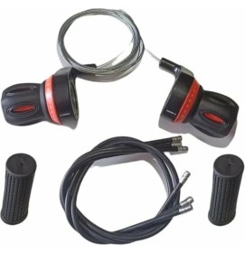 Resim ÖREL Bisiklet Delikli Model Kırmızı Koldan Vites Kolu Sağ-Sol Komple Set 