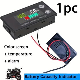 Resim 1 adet LCD Dijital Pil Kapasite Göstergesi ve Voltaj Ölçer Kurşun-asit / Lityum LiFePO4 Piller için - Renkli Ekran, Sıcaklık Monitörü, Alarm, Ayarlanabilir Kalibrasyon, Voltaj Aralığı (8-100V) - Araba Motosiklet için Kablo ile (Pil Dahil Değildir) 