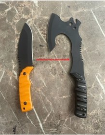 Resim Dmr Dövme Çelik Kamp Baltası Kamp Çakısı Karbon Çelik Balta Çakı 2li Set 