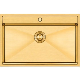 Resim Crauf Poli 6303 Pvd Altın Tek Gözlü 51x78 Cm Paslanmaz Çelik Mutfak Eviyesi Altın 