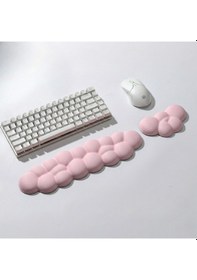 Resim Cloud Klavye Ve Mouse Bilek Destek Seti, Bulut, Kaymaz Tabanlı, Nefes Alan Kumaş, Ağrı Önleyici Bilek Desteği Seti, Pembe 