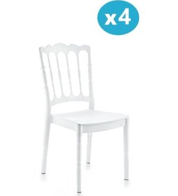 Resim Omnipazar Sy-2526 Estate Plastik Modern Bahçe Düğün Sandalye 4'lü Set Beyaz 