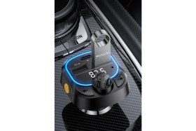 Resim Bluetooth Araç Kiti Araç Fm Transmitter Pd Hızlı Şarj Cihazı Bluetooth 5.3 Işıklı LED Ekran USB Type-C Sd Tf Kart Flash Okuyucu Çakmaklık 