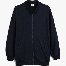 Resim Koton Çocuk Okul Sweatshirt Uzun Kollu Cep Detaylı Fermuar Kapamalı Lacivert 