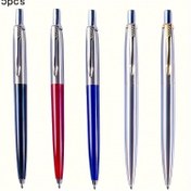 Resim 5 Paket Profesyonel Metal Tükenmez Kalem, Retractable Orta Nokta, Pürüzsüz Yazma, Rahat Tutma, Ofis ve Kişisel Kullanım İçin Yuvarlak Vücut Tasarımı 