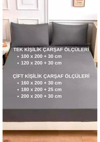 Resim Ranforce Kumaştan Gri Renkli Tek Kişilik Çarşaf Takımı 