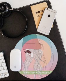 Resim WuW Kendi Sihrini Yap Kadın Temalı Yuvarlak Mouse Pad 