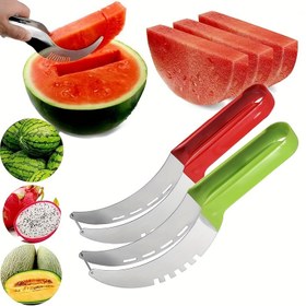 Resim Paslanmaz Çelik Karpuz Kesici ve Kaşık - Ev Mutfakları için Mükemmel, Taze Karpuzu Kesmek ve Servis Etmek için İdeal, Mutfak Gereçleri | Modern Mutfak Aracı | Dayanıklı Mutfak Eşyaları 