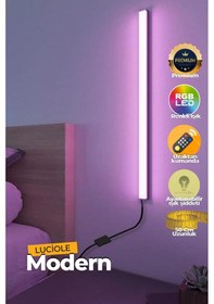 Resim Uzaktan Kumandalı Led Abajur - Yatak Üstü, Tv Yanı ,oturma Odası - Rgb Çok Renkli 50 Cm 