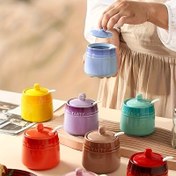 Resim 1 set Seramik Renkli Gradyan Baharat Kapak ve Kaşık Seti, 250ml/8.4oz, Paslanmaya Dayanıklı, Yaratıcı Mutfak, Ev Kullanımı için 