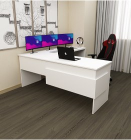 Resim morepp Sell L Çalışma Ofis Gaming Oyuncu Masası | Beyaz - Beyaz 
