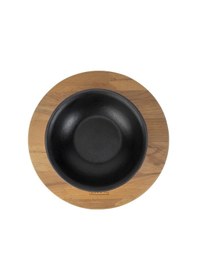 Resim Lava Döküm Yuvarlak Çorba Kasesi Ve Kayın Servis Ahşabı. Çap Ø 14cm. Bordo 