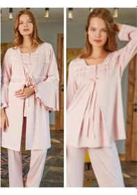 Resim Birolgaye Bone Club 5103 Pudra Hamile Lohusa 3 Lü Pijama Sabahlık Tk 