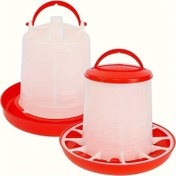 Resim Otomatik Tavuk Besleyici ve Su Dağıtıcısı Seti - Dayanıklı Plastik, Kırmızı ve Beyaz, Tavuklar, Ördekler, Kazlar, Güvercinler ve Hayvanlar İçin İdeal - Çiftlik ve Açık Hava Kullanımı İçin Mükemmel 