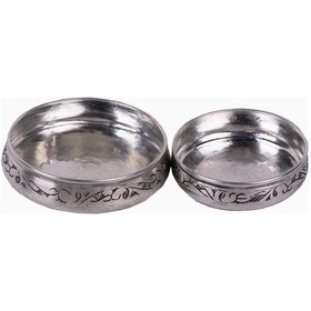 Resim Dmt Gaziantep Bakırdan El İşlemeli Çerez Veya Kahvaltı Tabak Büyük 12 Cm Küçük 10 Cm Derinlik 2 Cm Gümüş 