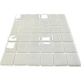 Resim Mutfak Tezgah Arası, Havuz, Banyo, Sauna, Spa, Iç ve Dış Dekorasyonda Tüm Yüzeyler Için, 50X50MM. Beyaz, 31.5X31.5CM. Fileli Cam Mozaik. (10 File Karo = 1 M2 Fiyatıdır ) 