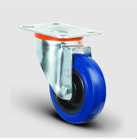 Resim Em01Zmrm125 Döner Tablalı Mavi Elastik Kauçuk Tekerlek 