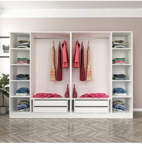 Resim Minar Kale Country 6 Kapak 4 Çekmece Zincir Dolap - Beyaz 210cm 