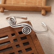 Resim 1 adet Boho Chic Ayarlanabilir Bakır Spiral Dalga Bileklik, Kadınlar için El Yapımı Vintage Açık Bileklik - Günlük Giyim ve Noel Hediyesi için İdeal, Her Gün Aksesuarı | Vintage Boho | Spiral Dalga Tasarımı, Boho Chic Bileklik 