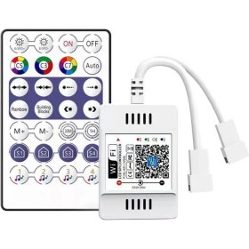 Resim Sunshinee DC5V-24V 28 Anahtar Rf Denetleyici Wifi App Müzik Ses Uzaktan Kumanda WS2812B WS2811 Rgb Işık Ev Dimmer (Yurt Dışından) 