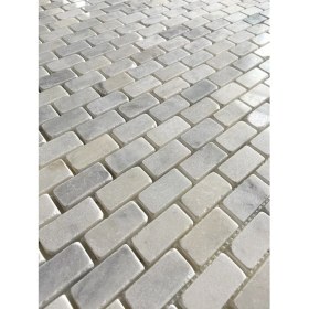 Resim Pietramosaic Eskitme Doğal Taş Dekorasyon Tuğla Desen Beyaz-Gri Mermer Duvar Kaplama Fileli Mozaik 2,3x4,8 cm 