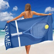Resim 1 Adet Kişiselleştirilmiş Tenis Raketi Plaj Havlusu - İsim/Metin, Hızlı ve Hafif, İçinde Top & Raf Tasarımı Bulunan Büyük Dikdörtgen Elbise, Yumuşak Pool, Spor Salonu, Seyahat, Yoga için Uygun - Oyunculara Ve Hayranlara Özel Mükemmeltenis Hediyesi, İsimlekişileştirmeye Açık Modern Tarz, Denizde,Yüzmede, Kampda ve Sporda İdeal Kullanım İçin, Çamaşır Makinesine Atılabilen&Hızla Kuruyan Kumaş 