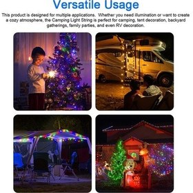 Resim Pazly Şarj Edilebilir 5 Işık Modlu Su Geçirmez Kamp Feneri Ve Çok Renkli Led Zincir Çok Renkli 