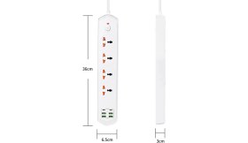 Resim Lisa Butik 10 Girişli 4+4 USB + 2 Type-C Çoklu Priz 2 M Kablolu Akım Korumalı Anahtarlı Uzatma Grup Priz 3000W 