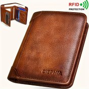 Resim Minimalist Cazibe, Vintage Erkek Üç Katlı Cüzdan - Hakiki Deri, RFID Engelleme, Ultra İnce Tasarım - Mükemmel Hediye Fikri 