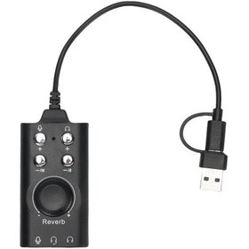 Resim Usb Harici Ses Kartı Usb Tip C Harici Ses Kartı Mikrofon Kulaklık Adaptörü Black 