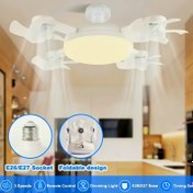 Resim Uzaktan Kumandalı LED Akıllı Tavan Fan Işığı - E27/E26 Soketleri, Ayarlanabilir Parlaklık & 3 Hız, Enerji Verimli & Göz Alıcı, Sessiz ABS, Modern Oturma Odası & Yemek Odası için Şık Tavan Tasarımı, Ayarlanabilir Fan Hızı, RV Fan Işığı 
